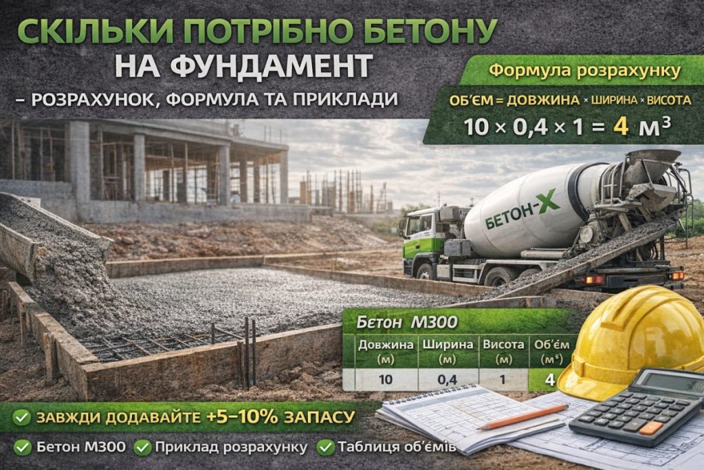 Скільки потрібно бетону на фундамент