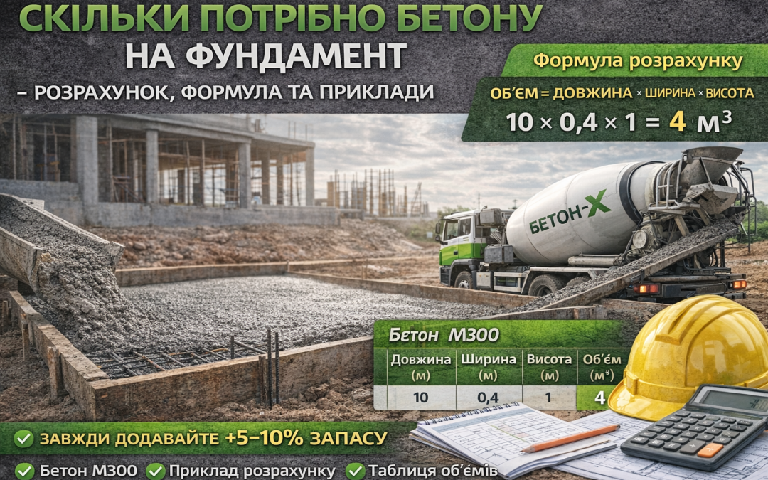 Скільки потрібно бетону на фундамент