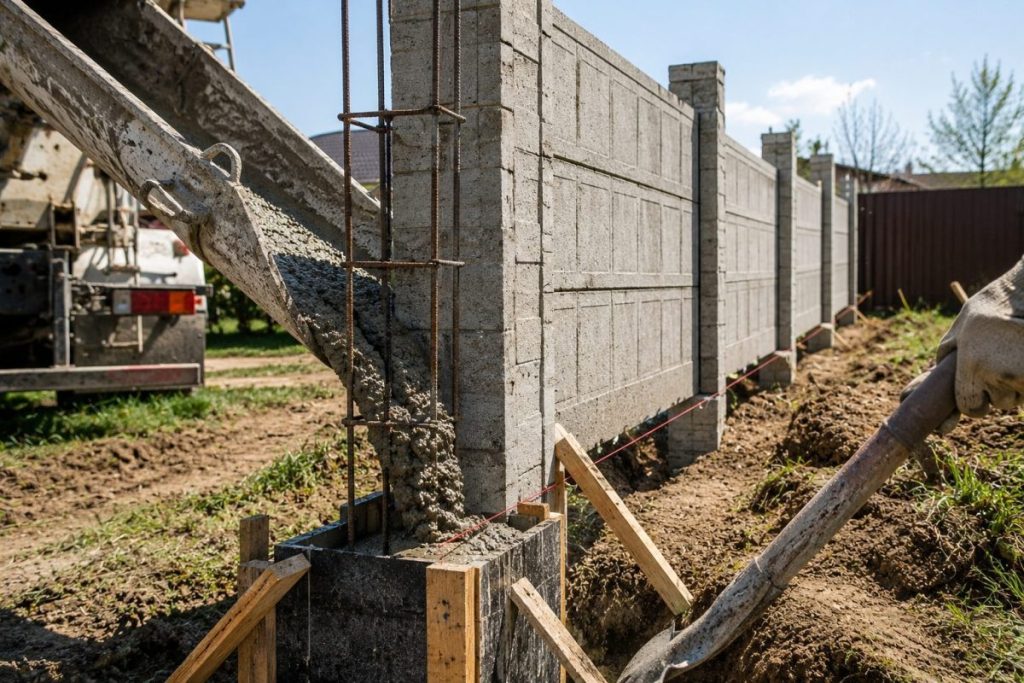 Заливка стовпів для паркану бетоном: яка марка, глибина та розрахунок