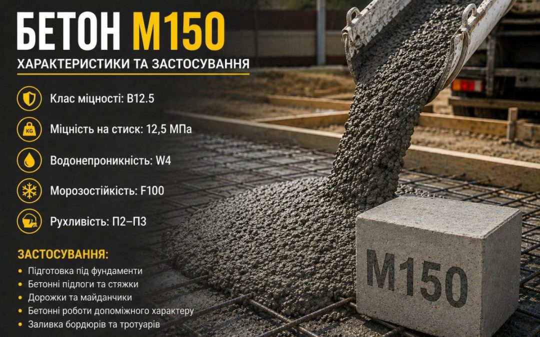 бетон М150 підготовчий шар підбетонка Івано-Франківськ