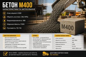 Бетон М400: характеристики, де застосовується та ціна в Івано-Франківську