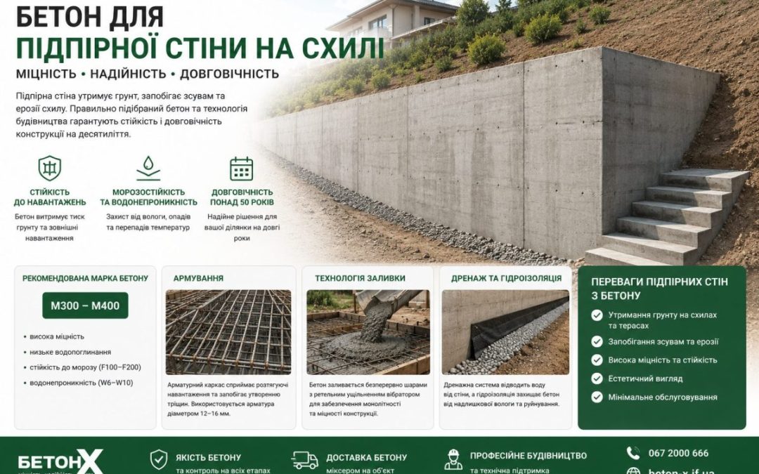 Бетон для підпірної стіни: яка марка, товщина та технологія заливки